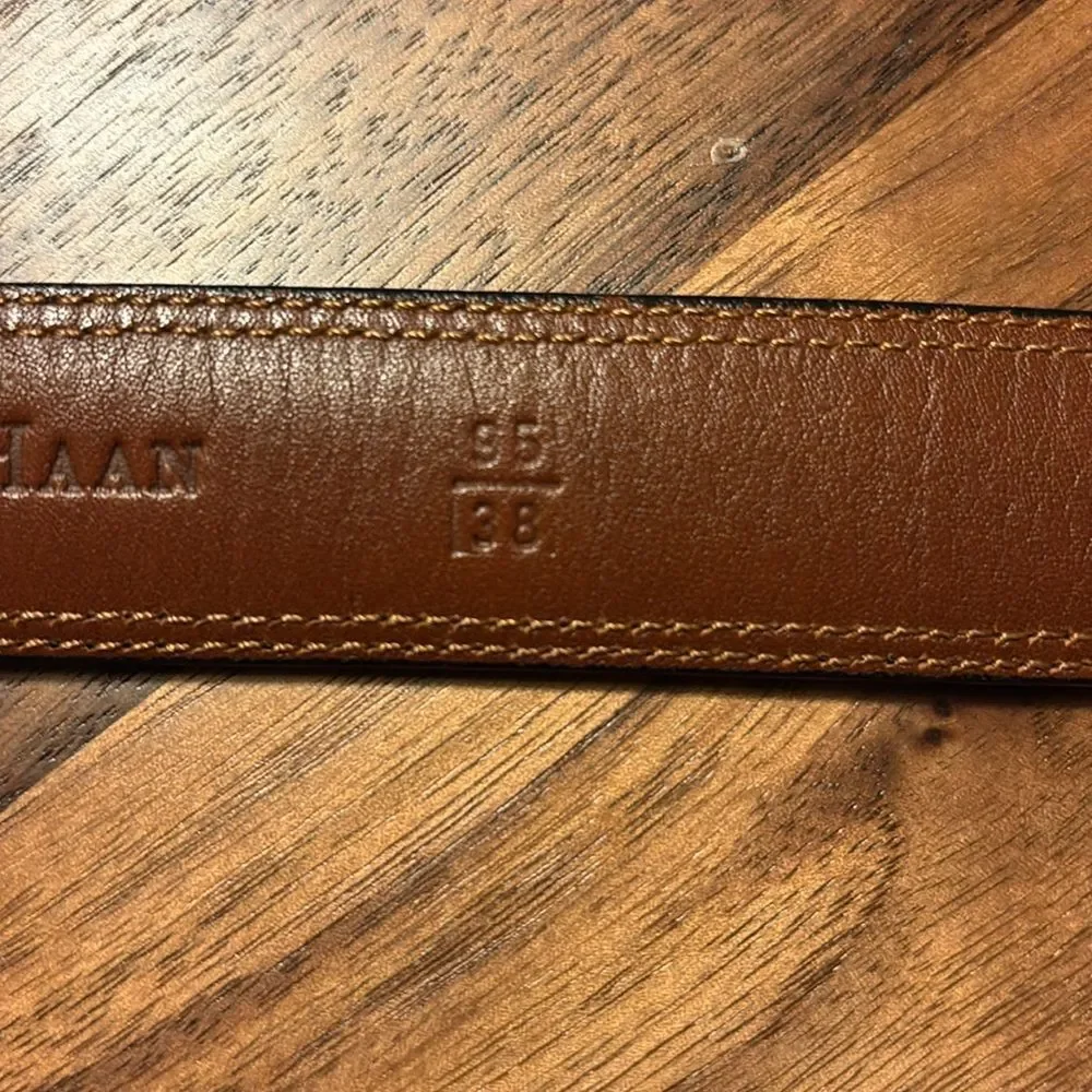 Cole Haan Black Leather Belt with Silver Buckle
